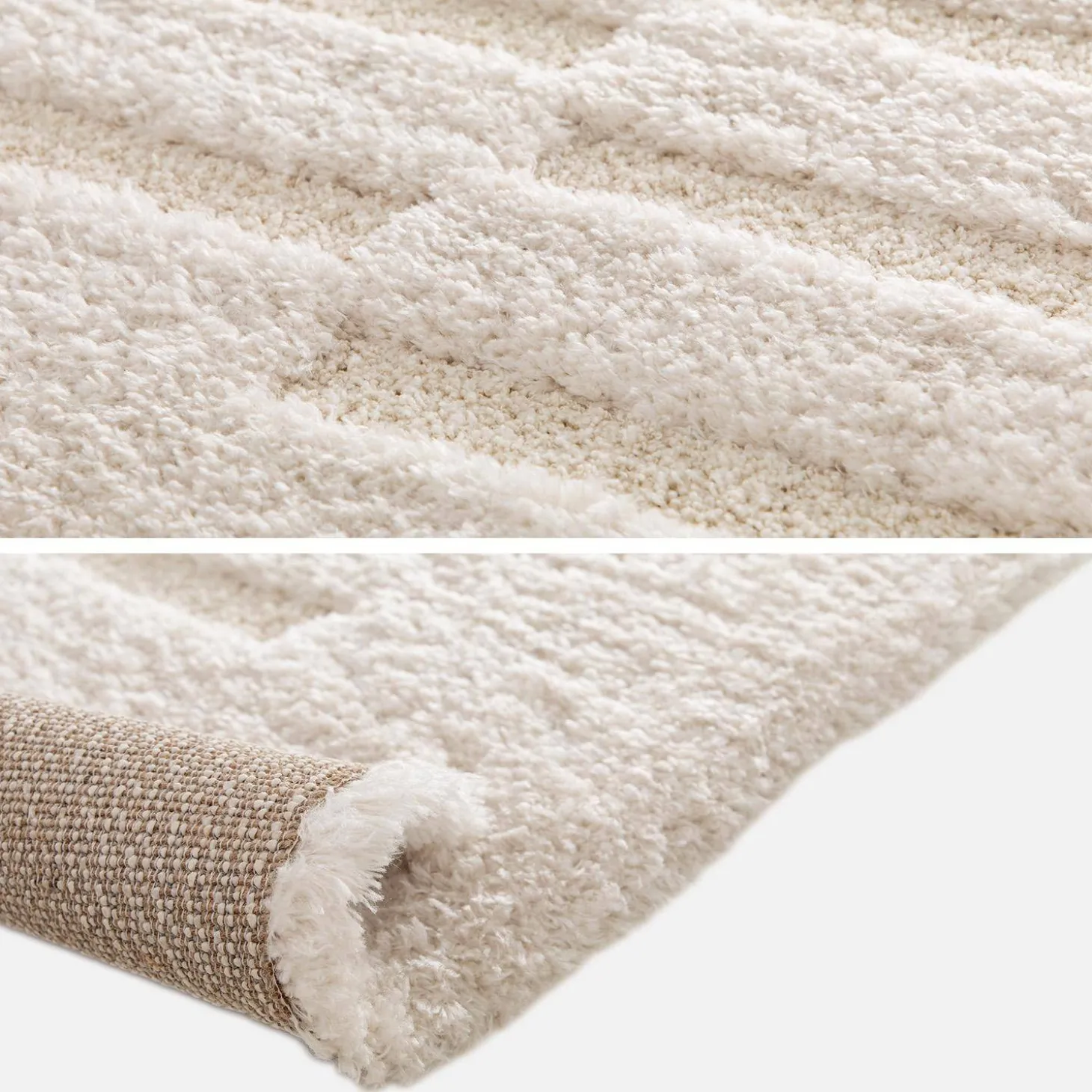 Indoor rug with raised pattern cream