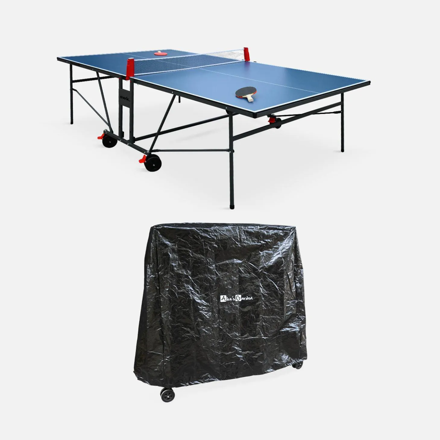 Indoor table tennis table with 2 bats, 3 balls and protective cover