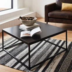 Industrial black metal coffee table