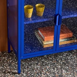Industrial metal and tempered glass sideboard with 3 doors 100cm
