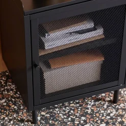 Industrial metal bedside table with 1 door