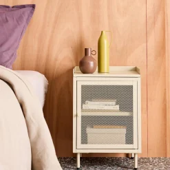 Industrial metal bedside table with 1 door