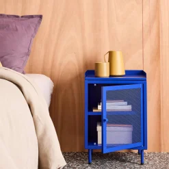 Industrial metal bedside table with 1 door