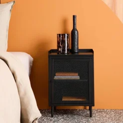 Industrial metal bedside table with 1 door (set of 2)