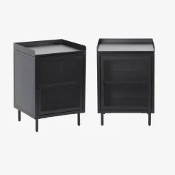Industrial metal bedside table with 1 door (set of 2)