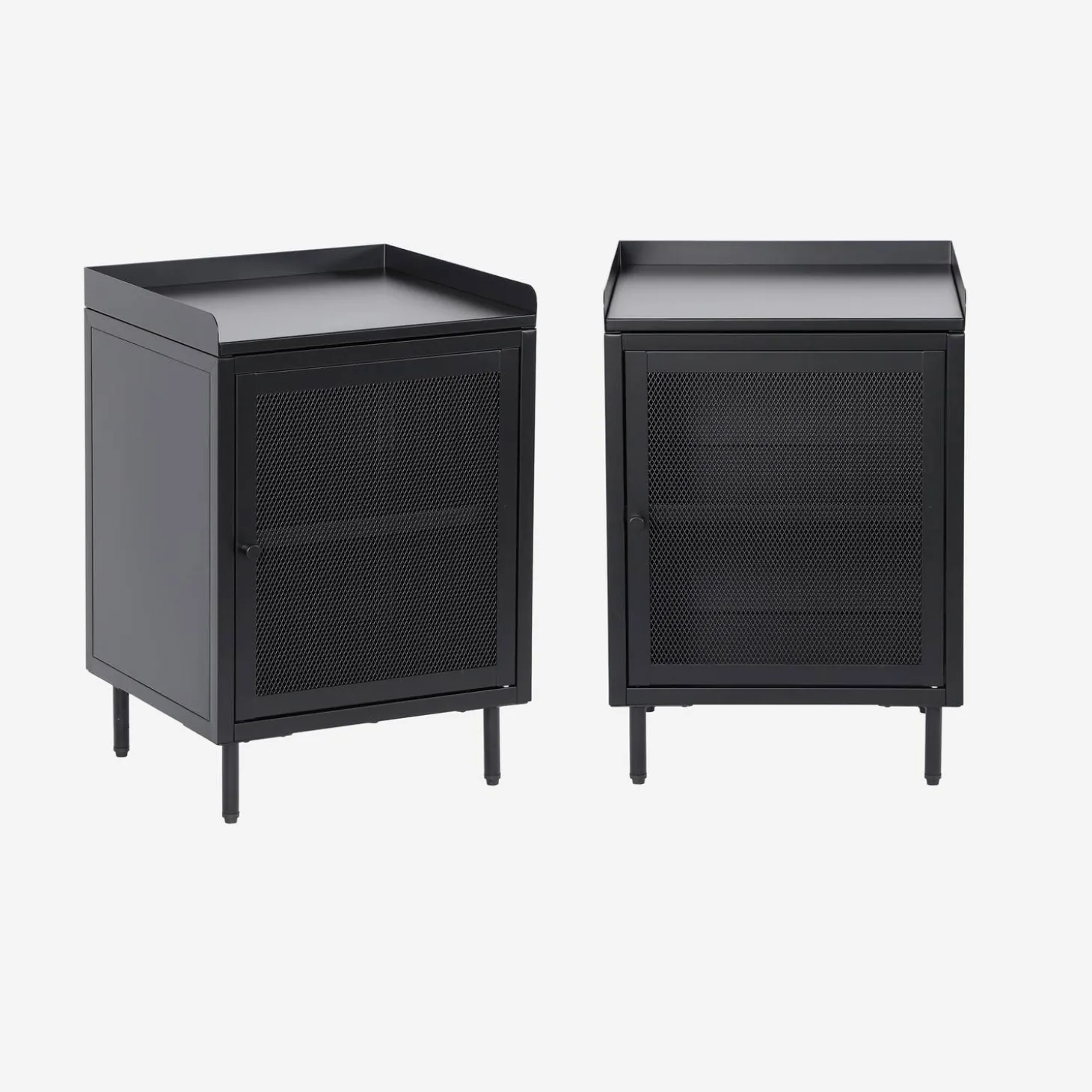 Industrial metal bedside table with 1 door (set of 2)