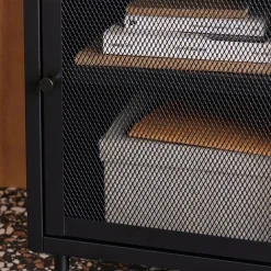Industrial metal bedside table with 1 door (set of 2)