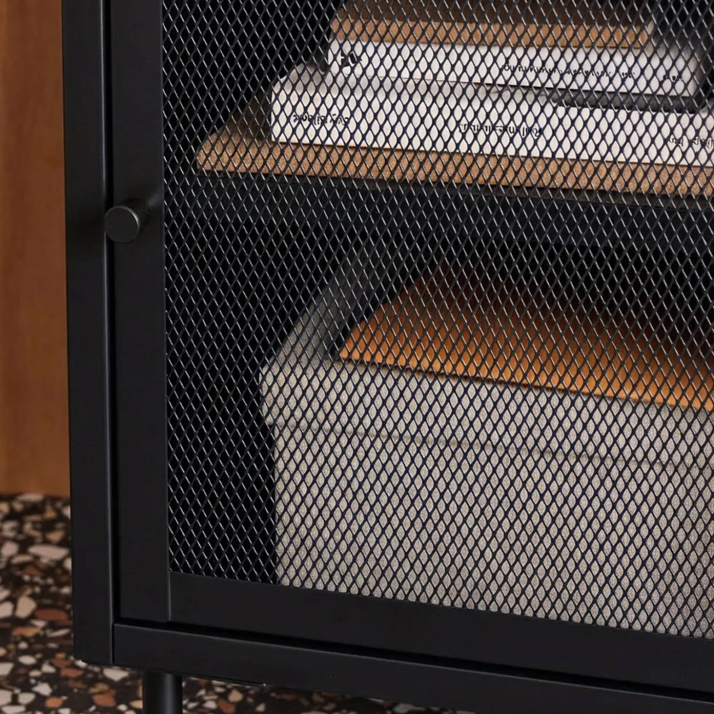 Industrial metal bedside table with 1 door (set of 2)