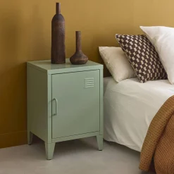 Industrial metal bedside table with 1 door