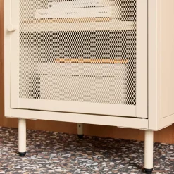 Industrial metal bedside table with 1 door (set of 2)