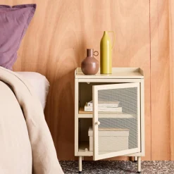 Industrial metal bedside table with 1 door (set of 2)