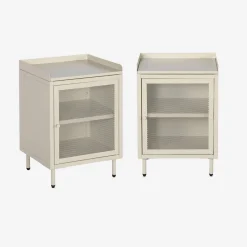 Industrial metal bedside table with 1 door (set of 2)