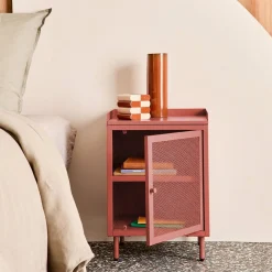 Industrial metal bedside table with 1 door (set of 2)