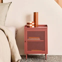 Industrial metal bedside table with 1 door (set of 2)