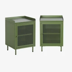 Industrial metal bedside table with 1 door (set of 2)