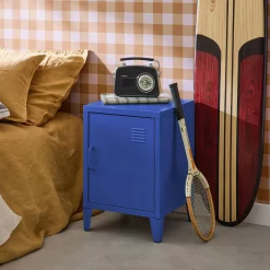 Industrial metal bedside table with 1 door