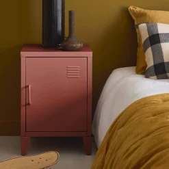 Industrial metal bedside table with 1 door