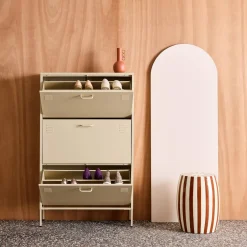 Industrial Metal Shoe Cabinet with 3 Drawers
