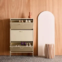 Industrial Metal Shoe Cabinet with 3 Drawers