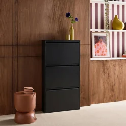 Industrial Metal Shoe Cabinet with 3 Drawers