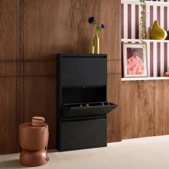 Industrial Metal Shoe Cabinet with 3 Drawers