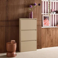 Industrial Metal Shoe Cabinet with 3 Drawers