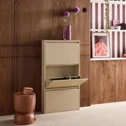Industrial Metal Shoe Cabinet with 3 Drawers