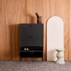 Industrial Metal Shoe Cabinet with 3 Drawers