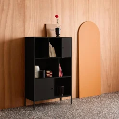 Industrial metal storage cabinet with 6 compartments