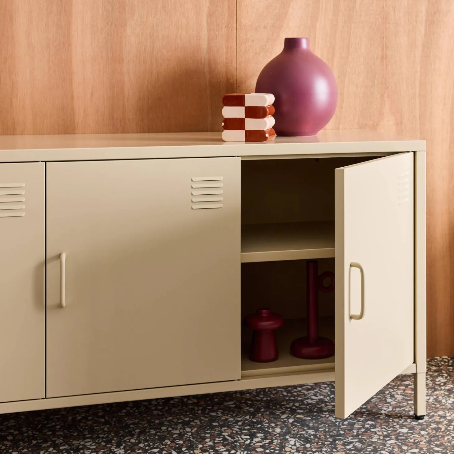 Industrial Metal TV Stand with 3 Doors 120cm
