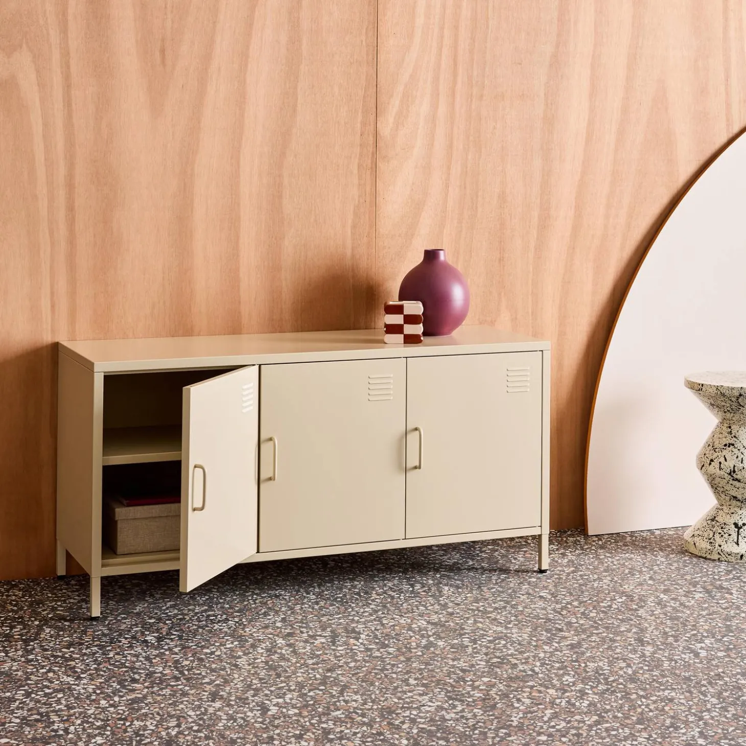 Industrial Metal TV Stand with 3 Doors 120cm