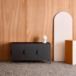 Industrial Metal TV Stand with 3 Doors 120cm