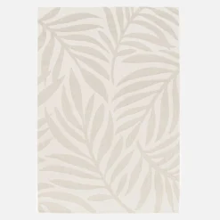 Interior/exterior rug with cream, beige floral pattern