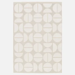 Interior/exterior rug with geometric patterns cream, beige