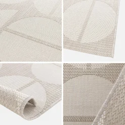 Interior/exterior rug with geometric patterns cream, beige