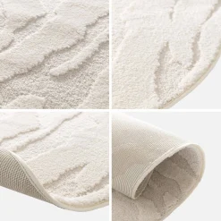 Interior pebble-shaped rug in relief cream