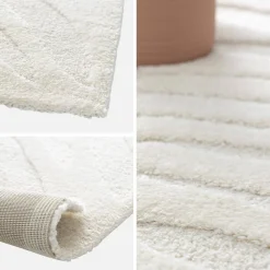 Interior rug cream embossed plant motif