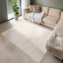 Interior rug cream floral pattern