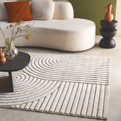 Interior rug with arches, beige and cream