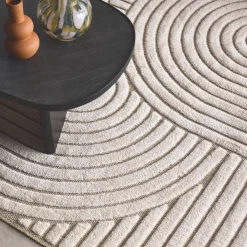 Interior rug with arches, beige and cream