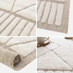 Interior rug with berber pattern, beige and cream