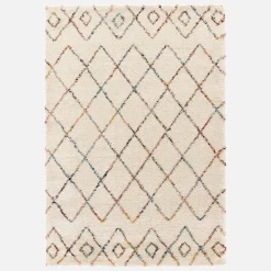 Interior shaggy rug, cream and multicoloured