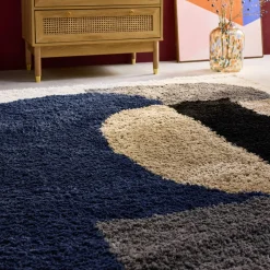 Interior shaggy rug with a geometric pattern