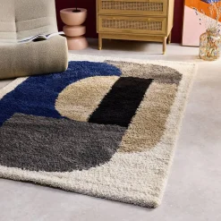 Interior shaggy rug with a geometric pattern