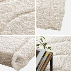 Interior shaggy rug with embossed cream motif