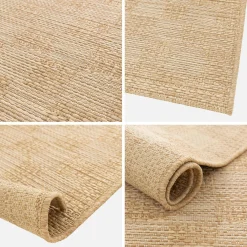 Jute-effect indoor/outdoor rug with chequered pattern