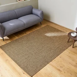 Jute-effect indoor/outdoor rug in caramel
