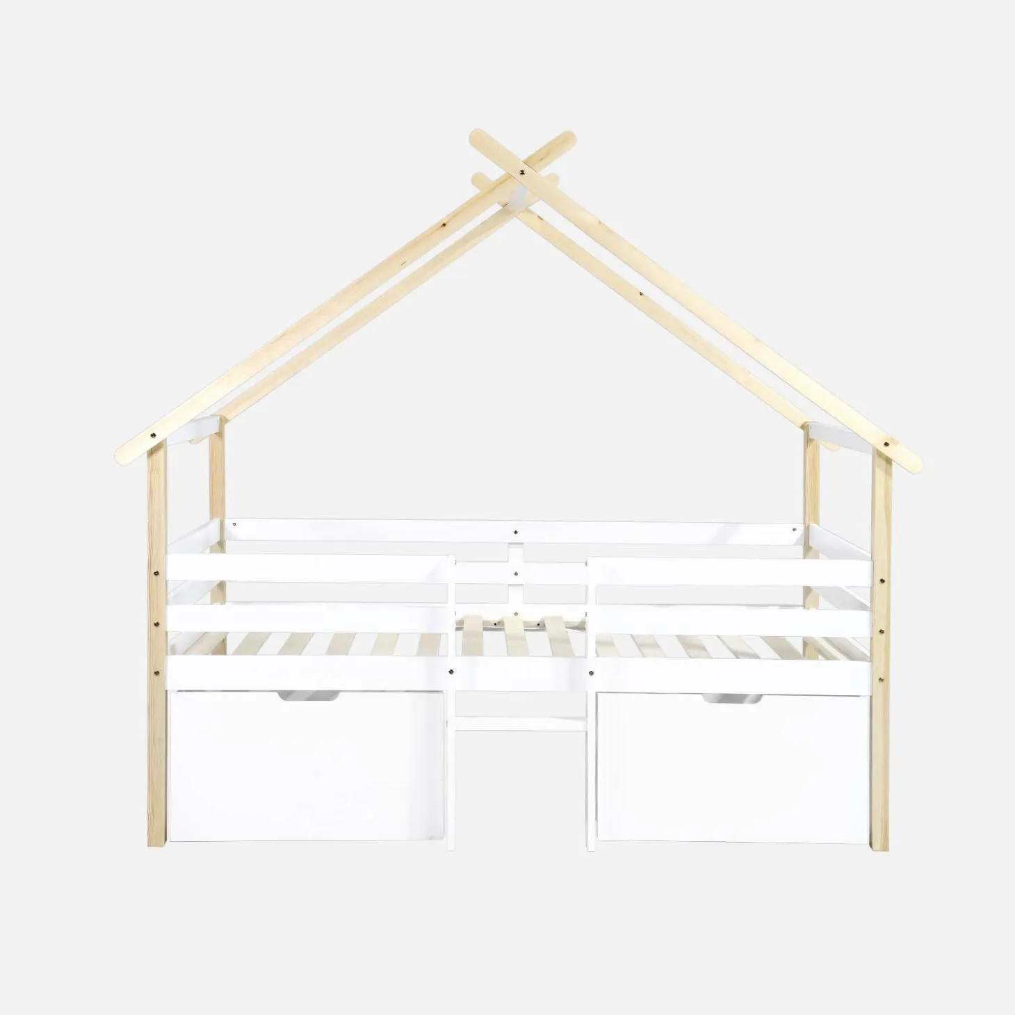 Kid's bed 90 x 190 cm pine wood slatted base included and 2 drawers