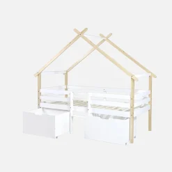Kid's bed 90 x 190 cm pine wood slatted base included and 2 drawers