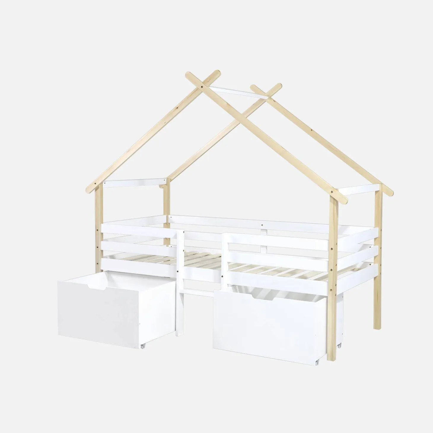 Kid's bed 90 x 190 cm pine wood slatted base included and 2 drawers
